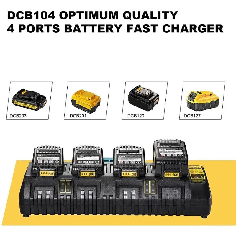 Black four-port multi-function fast charger for electric tools with 14.4V-18V output and 12A total current