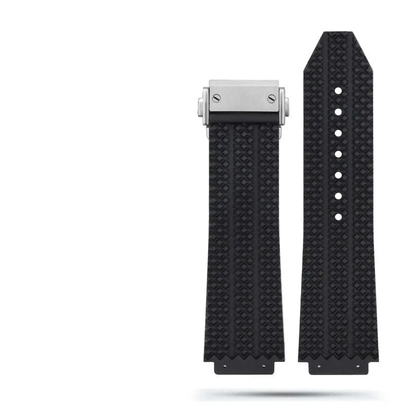 Classic Fusion Raised 19mm silicone rubber watch strap in black with raised texture and steel buckle