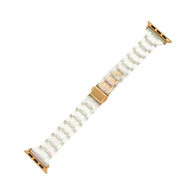 Colorful transparent resin watch strap with laser carving for Apple Watch