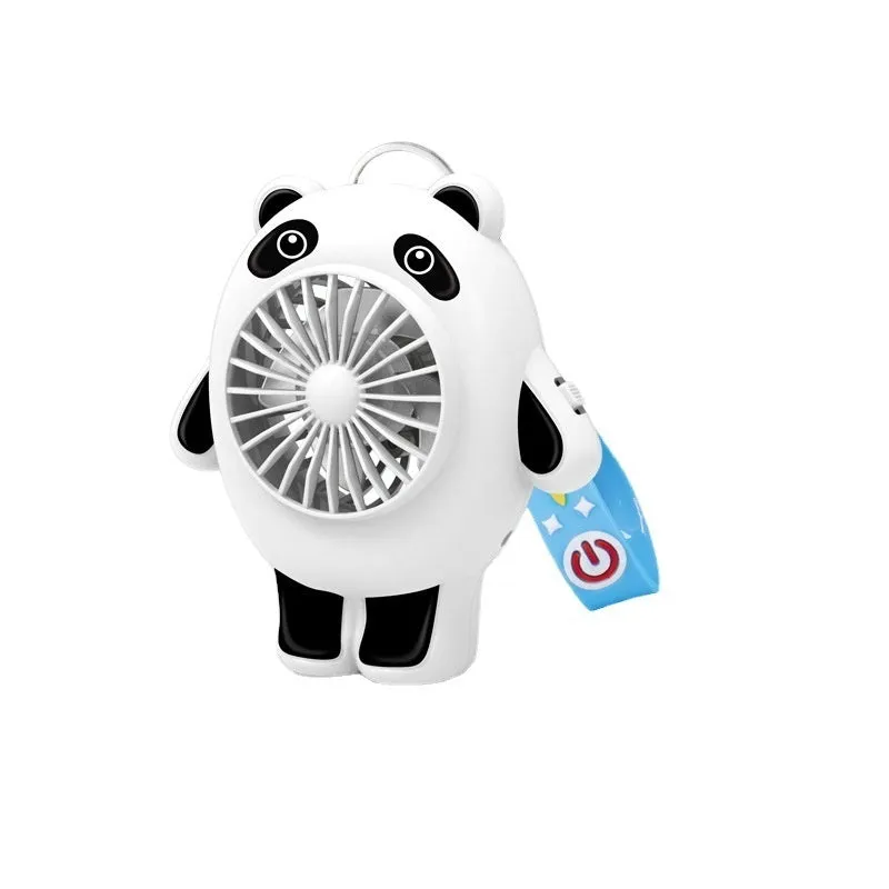 Plastic USB charging mute small fan with cute cartoon design and optional keychain