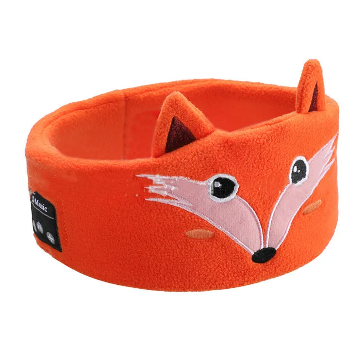Bluetooth headset animal turban sleep headband in bear design with built-in speakers and USB charging cable