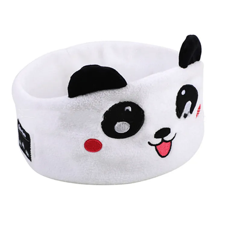 Bluetooth headset animal turban sleep headband in bear design with built-in speakers and USB charging cable