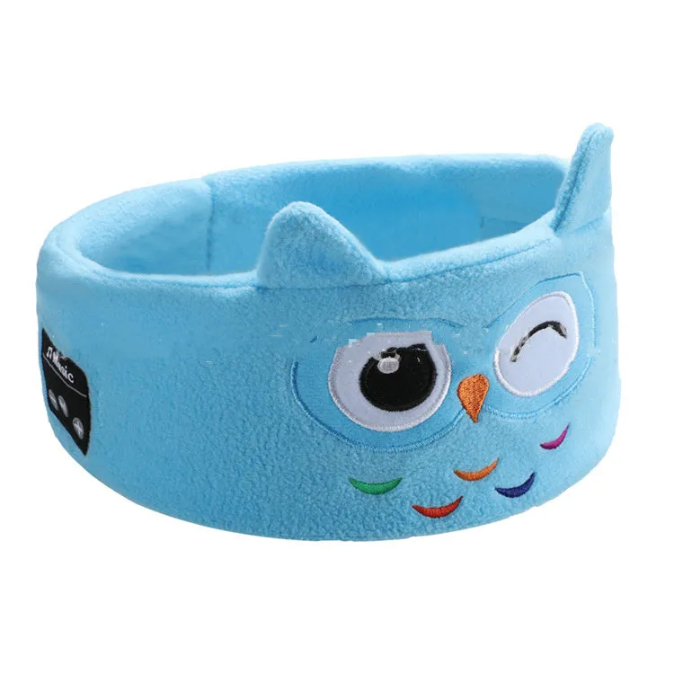 Bluetooth headset animal turban sleep headband in bear design with built-in speakers and USB charging cable