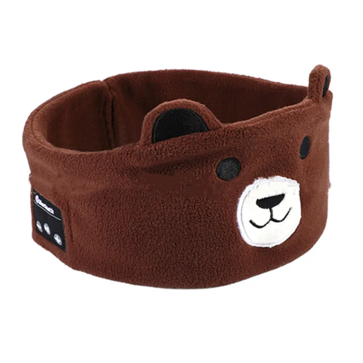 Bluetooth headset animal turban sleep headband in bear design with built-in speakers and USB charging cable