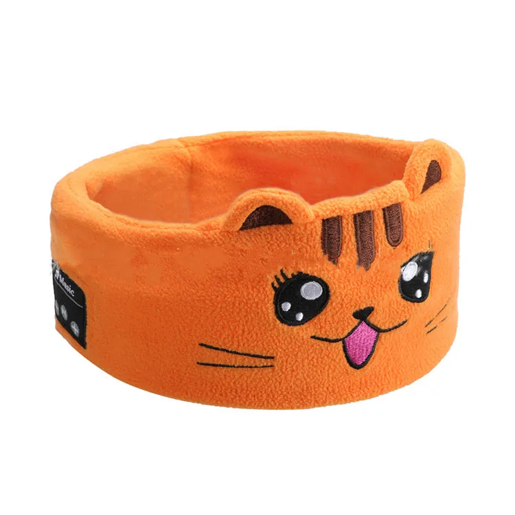 Bluetooth headset animal turban sleep headband in bear design with built-in speakers and USB charging cable