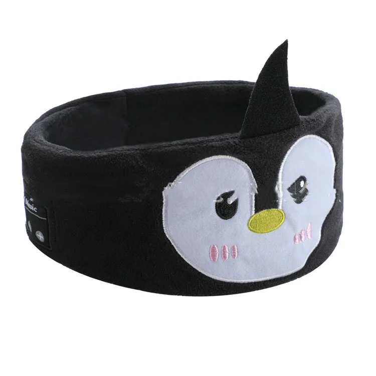Bluetooth headset animal turban sleep headband in bear design with built-in speakers and USB charging cable
