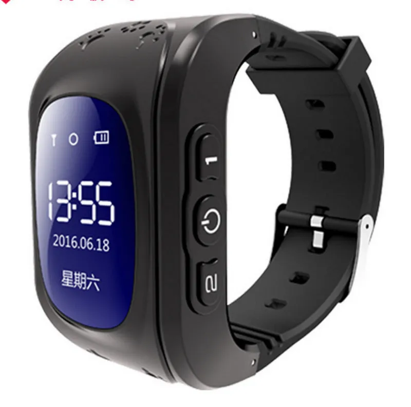 Children's smart watch with GPS positioning, 0.96 inch LCD screen, blue colour, plastic wrist strap