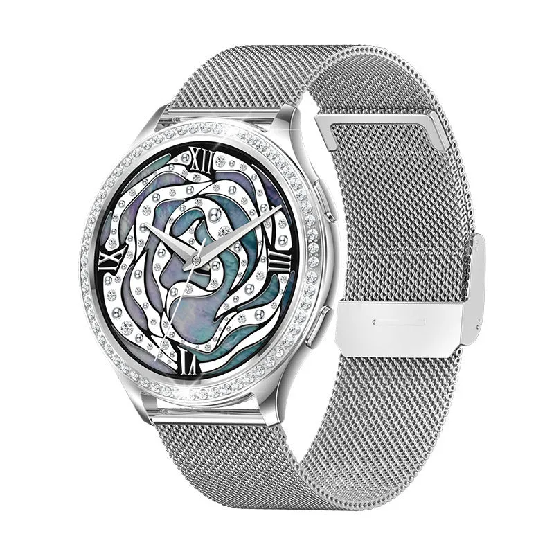 AK53 Bluetooth calling smart watch with metal body and TPU strap, showing heart rate monitoring on 1.32 inch IPS colour touch screen