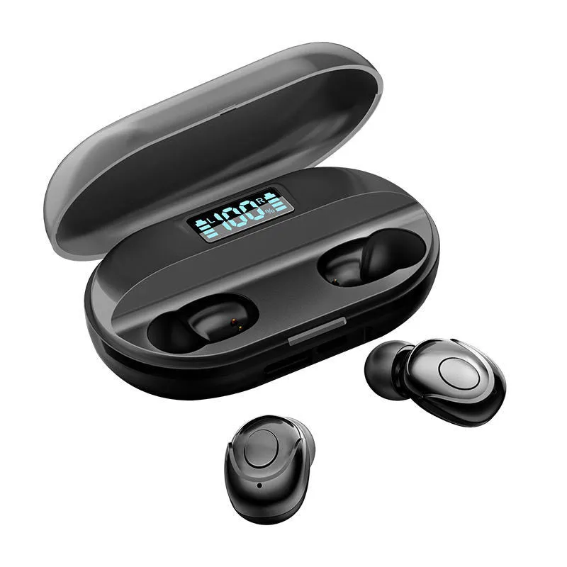 Ultra-long battery T2 mini wireless Bluetooth headset with charging case in black, red, and white