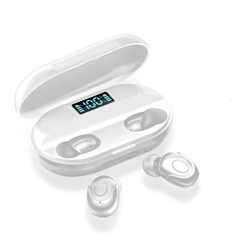 Ultra-long battery T2 mini wireless Bluetooth headset with charging case in black, red, and white