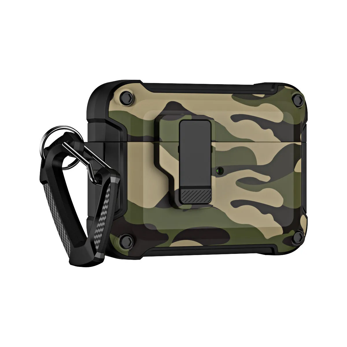Camouflage gray headset protective cover with magnetic closure for AirPods charging case