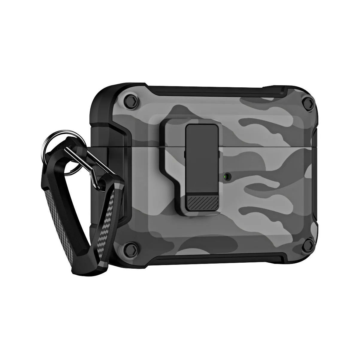 Camouflage gray headset protective cover with magnetic closure for AirPods charging case