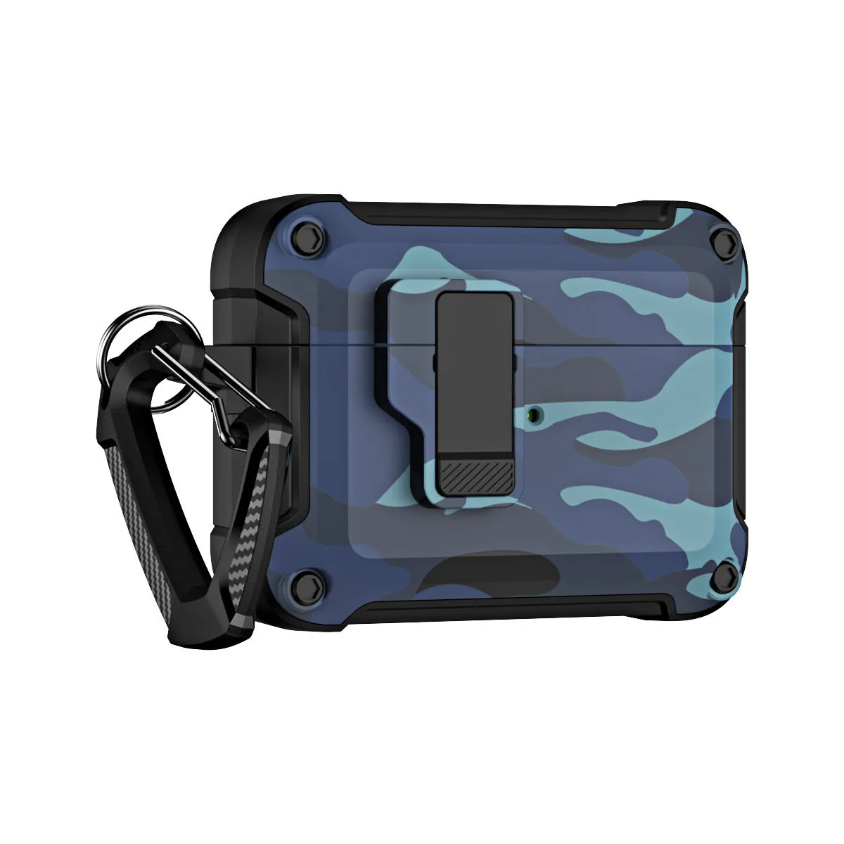 Camouflage gray headset protective cover with magnetic closure for AirPods charging case