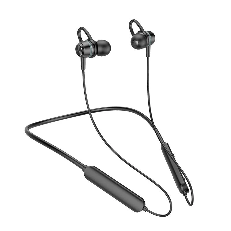 Wireless Bluetooth magnetic double-ear extra bass headphones in Black with V5.0 technology