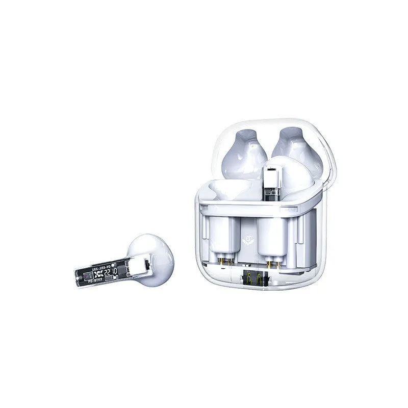 Wireless Bluetooth earbuds in white with charging case, V5.2, Type-C port