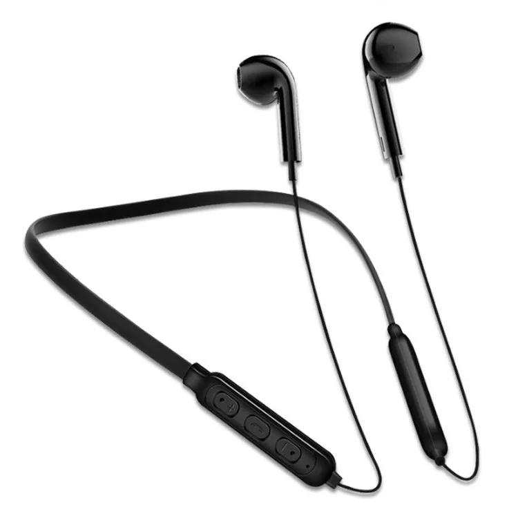 Bluetooth halter stereo sports headset in black with neckband design and power display