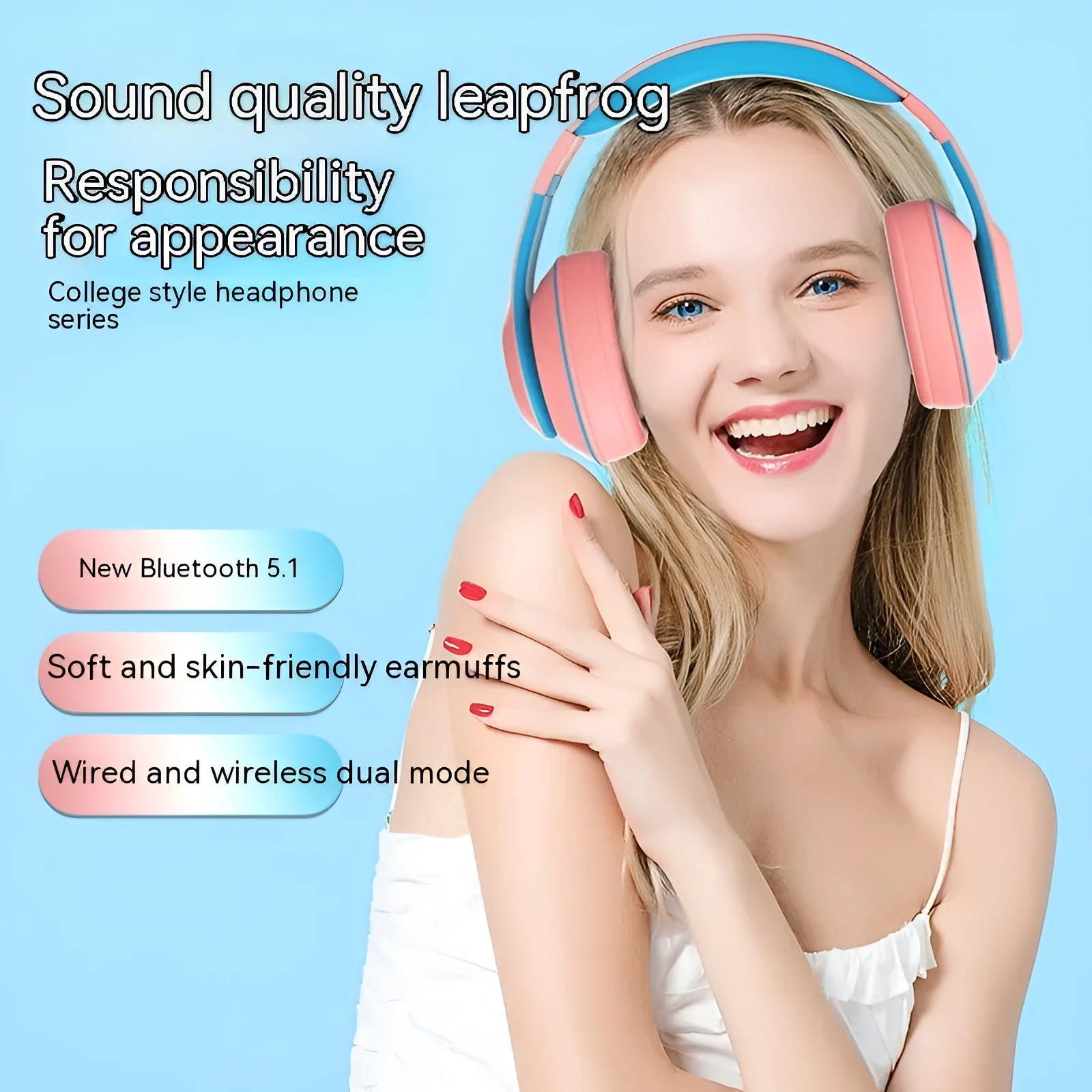 Wireless Bluetooth headset in plastic headwear style available in multiple colours