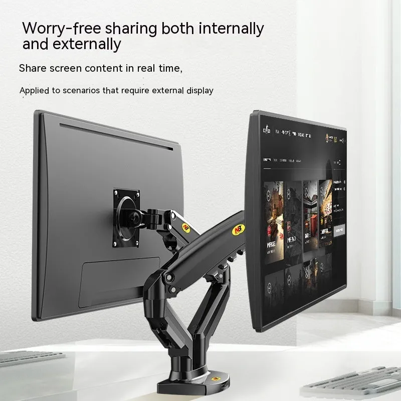 Dual screen monitor bracket with aluminium alloy construction and VESA mounting compatibility