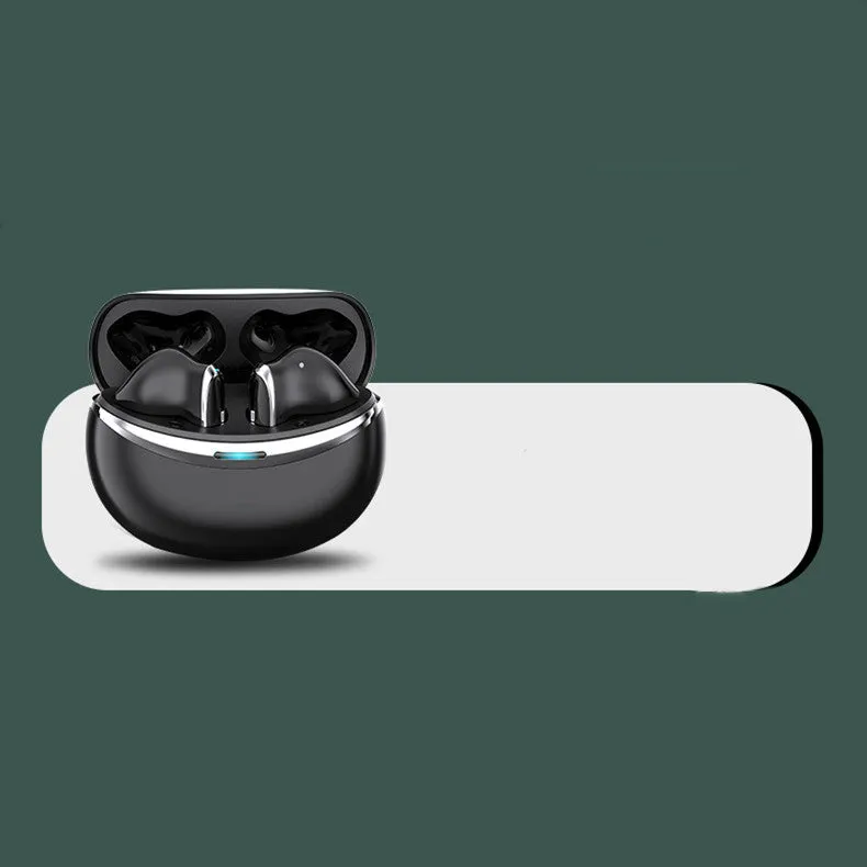 Intelligent active noise reduction wireless Bluetooth headset in black with charging case and Type-C port