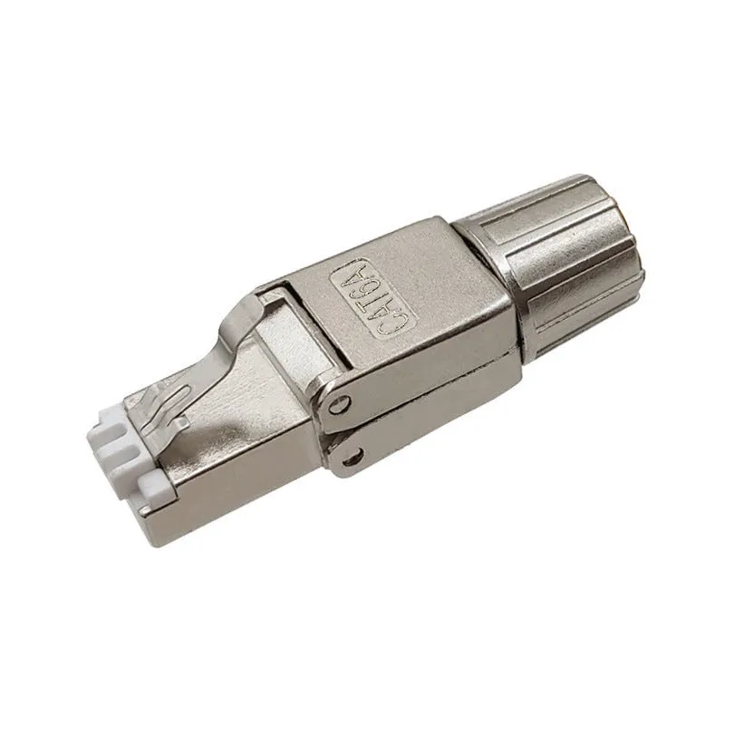 CAT6A metal shrapnel type punch-free shielded modular plug 74x14.5x11.5mm