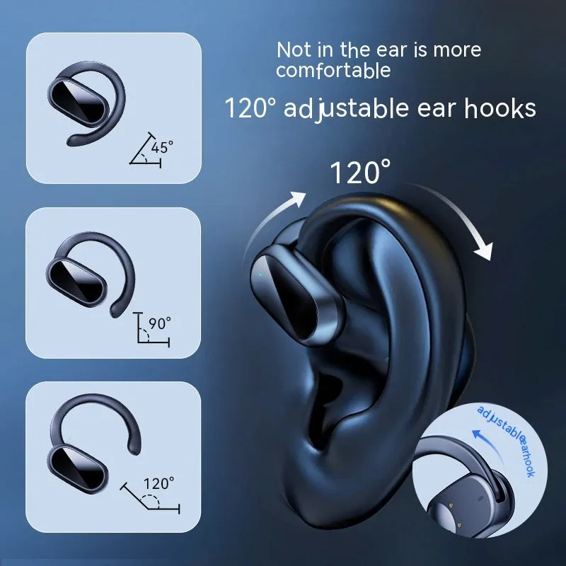 Dual ear-mounted noise reduction Bluetooth headset with digital display in black