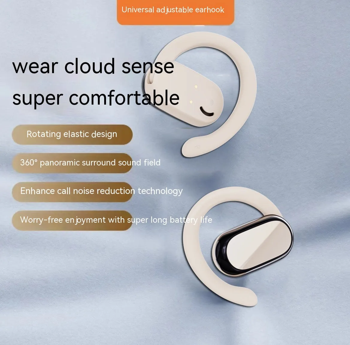 Dual ear-mounted noise reduction Bluetooth headset with digital display in black