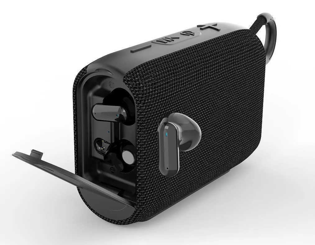 Bluetooth speaker headset two-in-one small square outdoor portable black USB powered