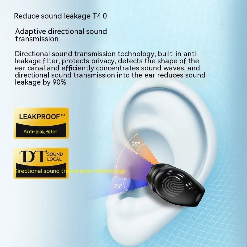 Wireless Bluetooth headset 53mini ear clip sports earbuds in black with ear-clip design and charging case