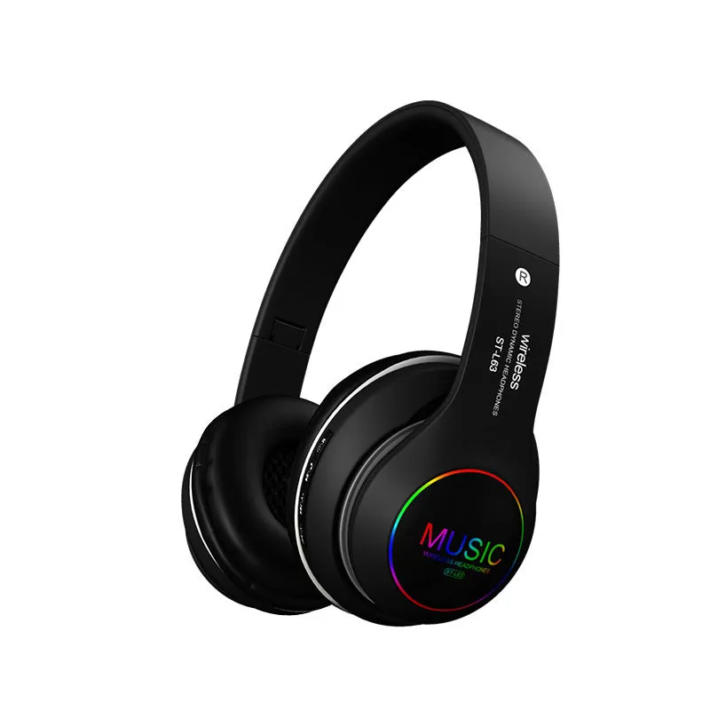 Black Explosive Sound Bluetooth 5.0 over-ear headset with microphone.