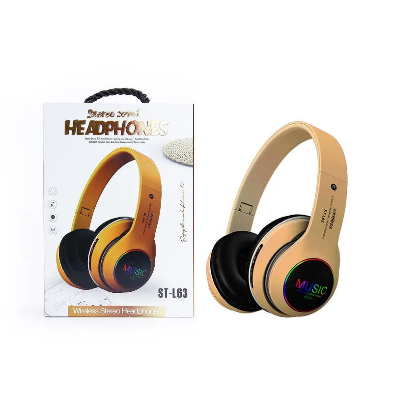 Black Explosive Sound Bluetooth 5.0 over-ear headset with microphone.