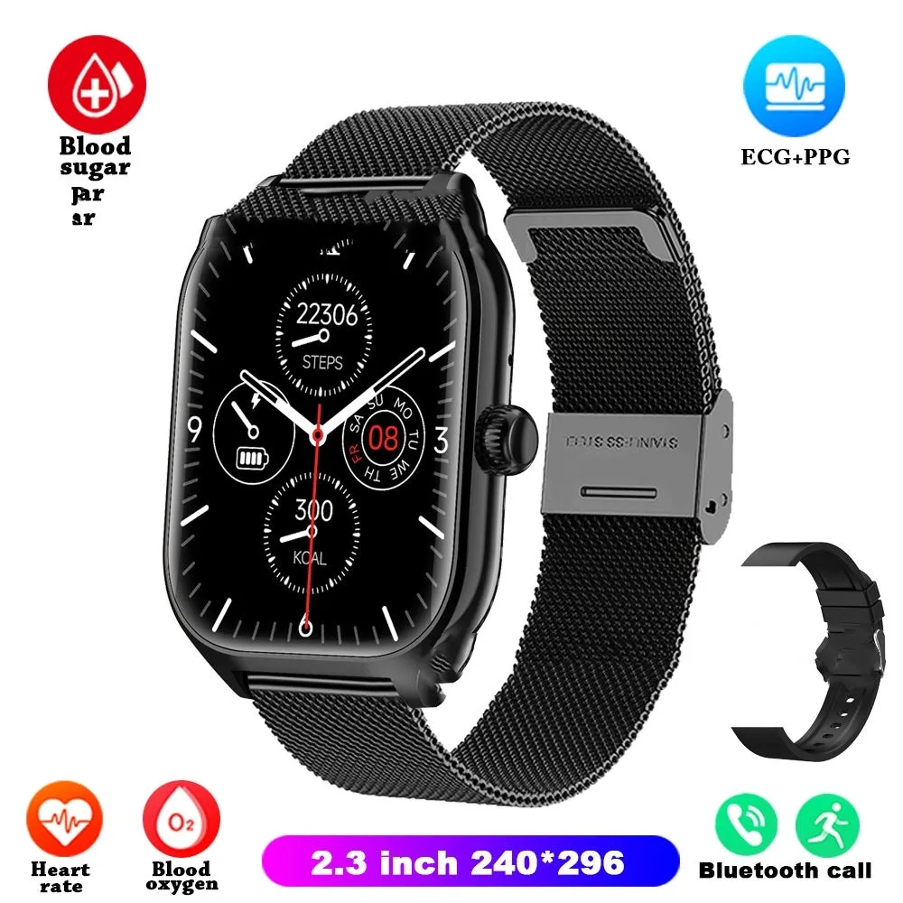 Full Touch Bluetooth Call Smart Bracelet in Black Net colour showing IPS screen with health data display