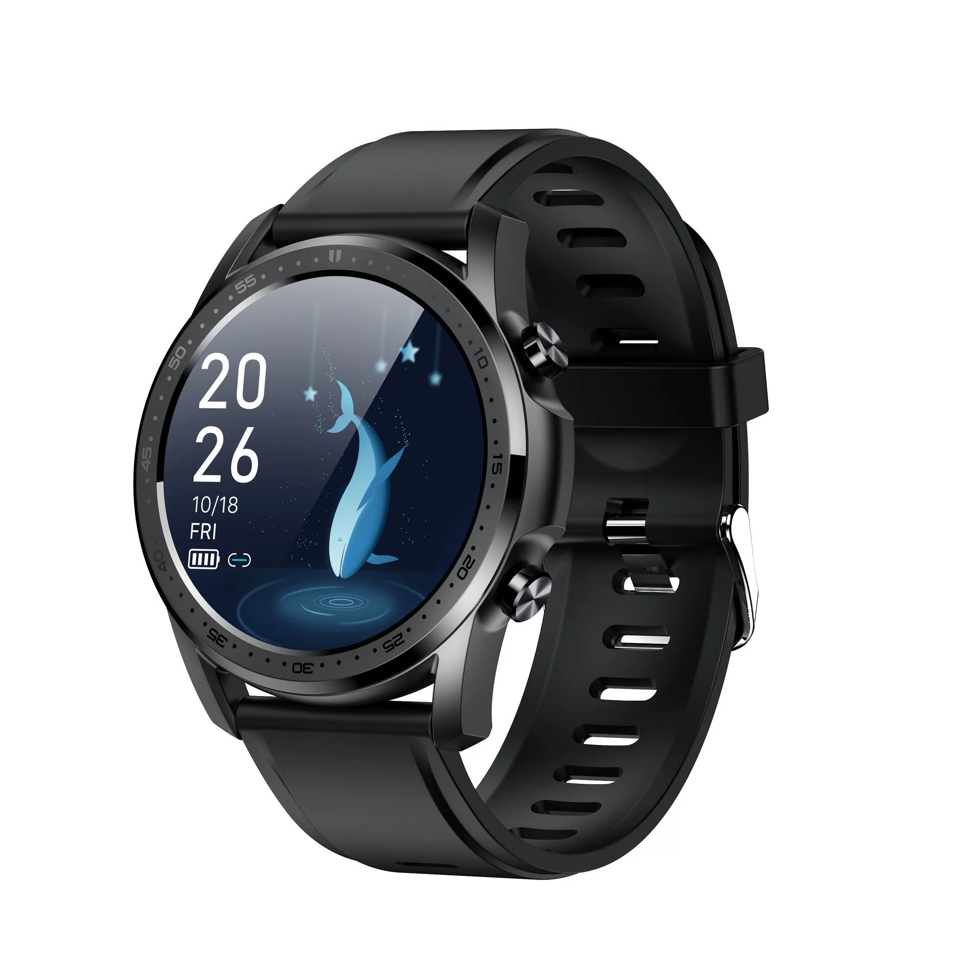 Youth2 black smart bracelet with zinc alloy case and 1.3-inch screen displaying body temperature.