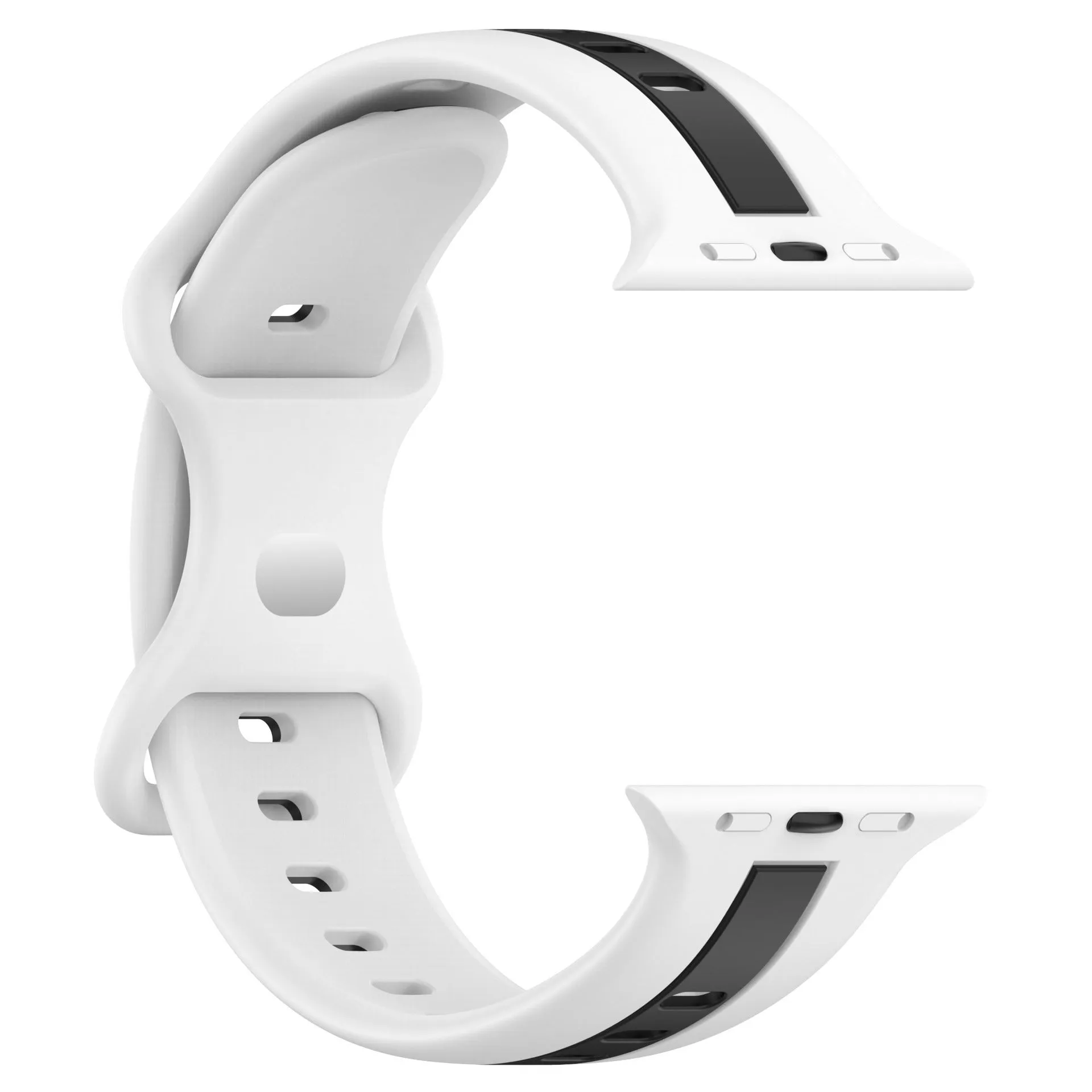 Butterfly tail silicone two-tone strap for Apple Watch in army green red colour, soft and flexible band