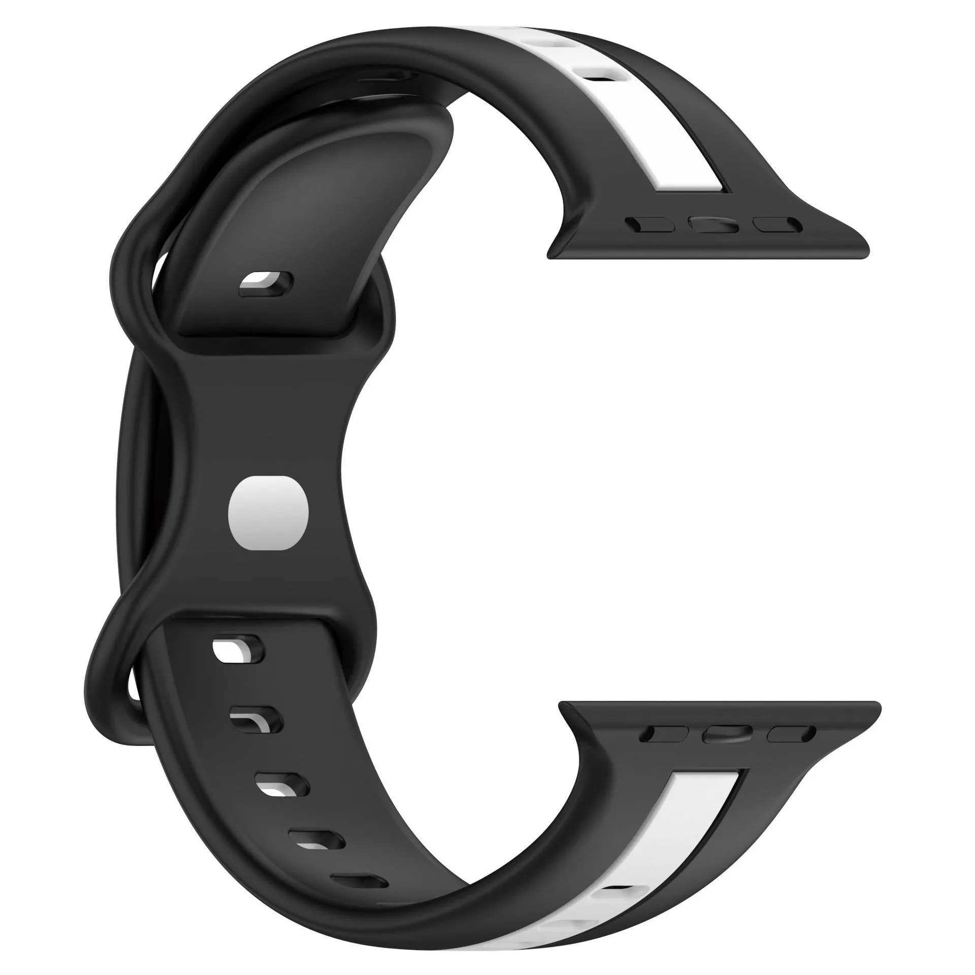 Butterfly tail silicone two-tone strap for Apple Watch in army green red colour, soft and flexible band