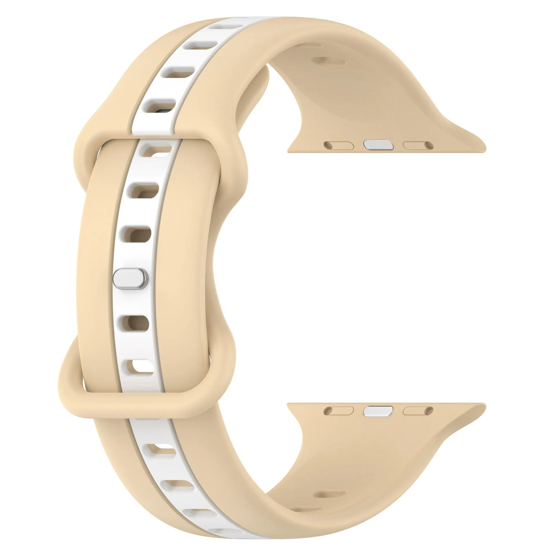 Butterfly tail silicone two-tone strap for Apple Watch in army green red colour, soft and flexible band