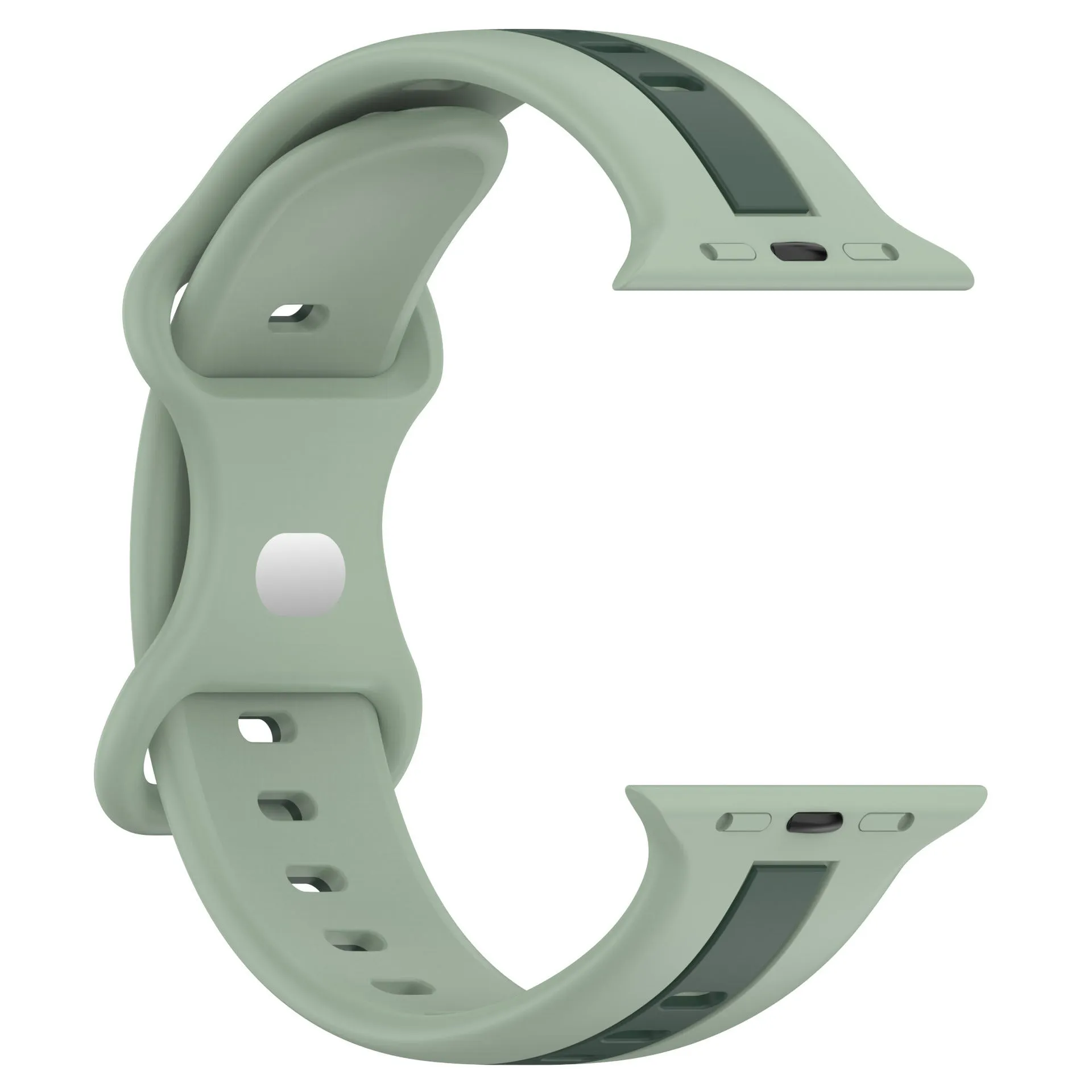 Butterfly tail silicone two-tone strap for Apple Watch in army green red colour, soft and flexible band