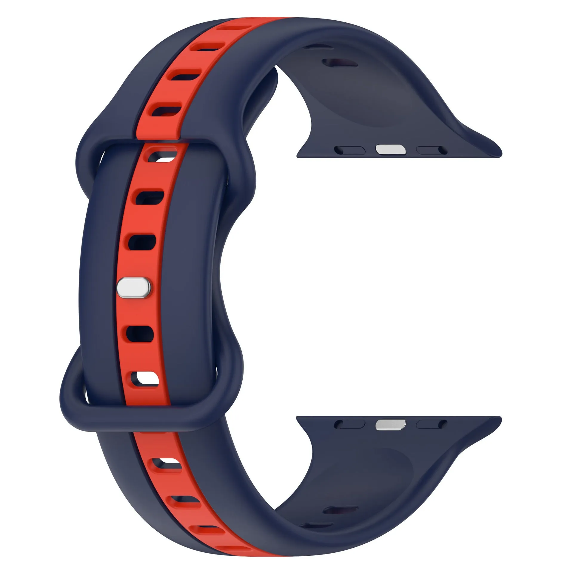 Butterfly tail silicone two-tone strap for Apple Watch in army green red colour, soft and flexible band