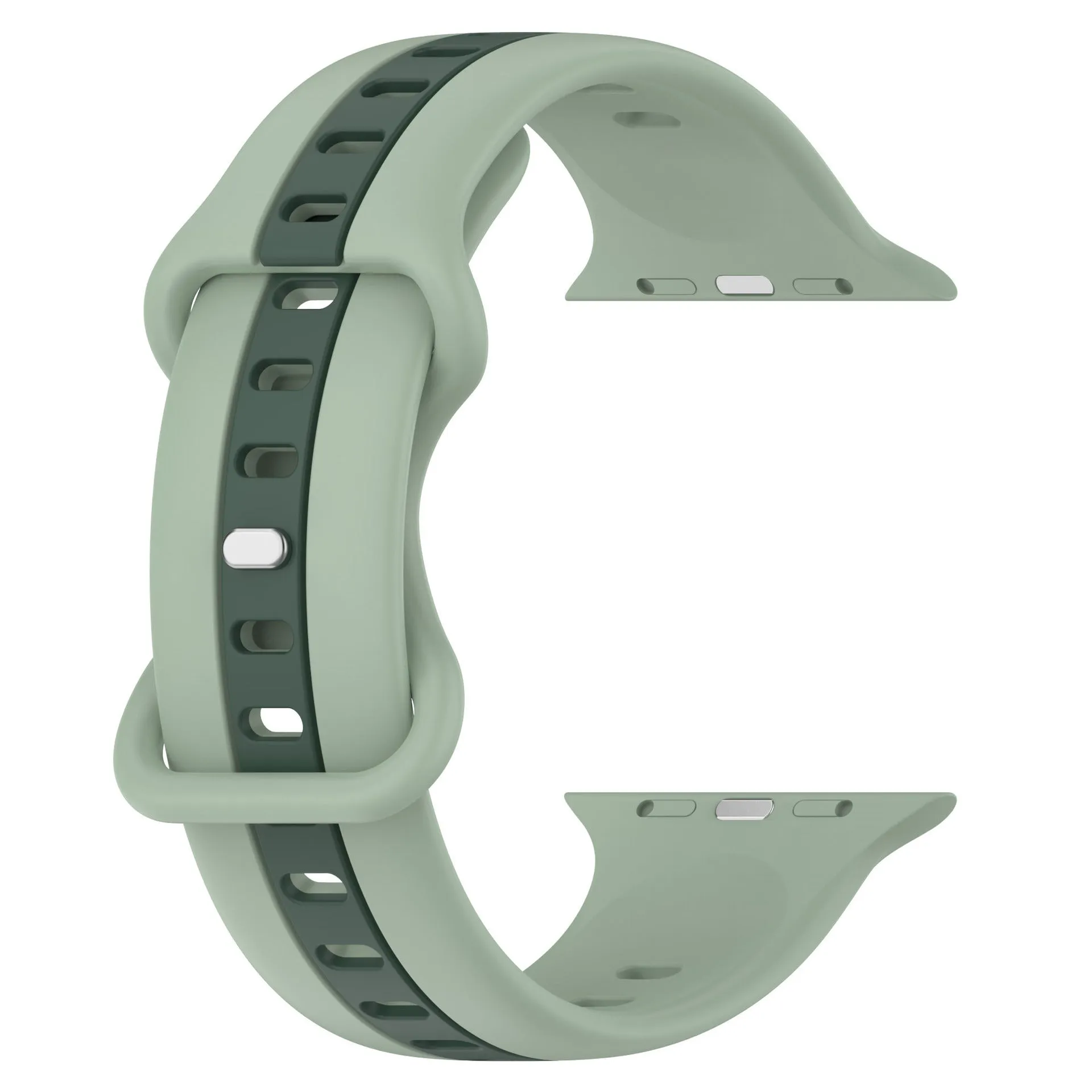 Butterfly tail silicone two-tone strap for Apple Watch in army green red colour, soft and flexible band