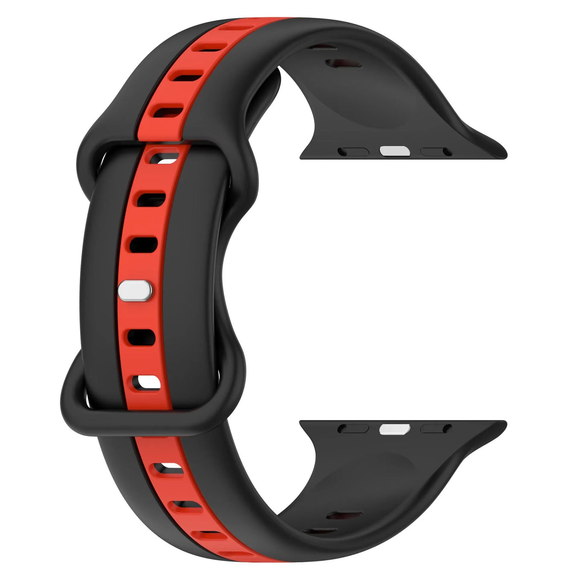 Butterfly tail silicone two-tone strap for Apple Watch in army green red colour, soft and flexible band