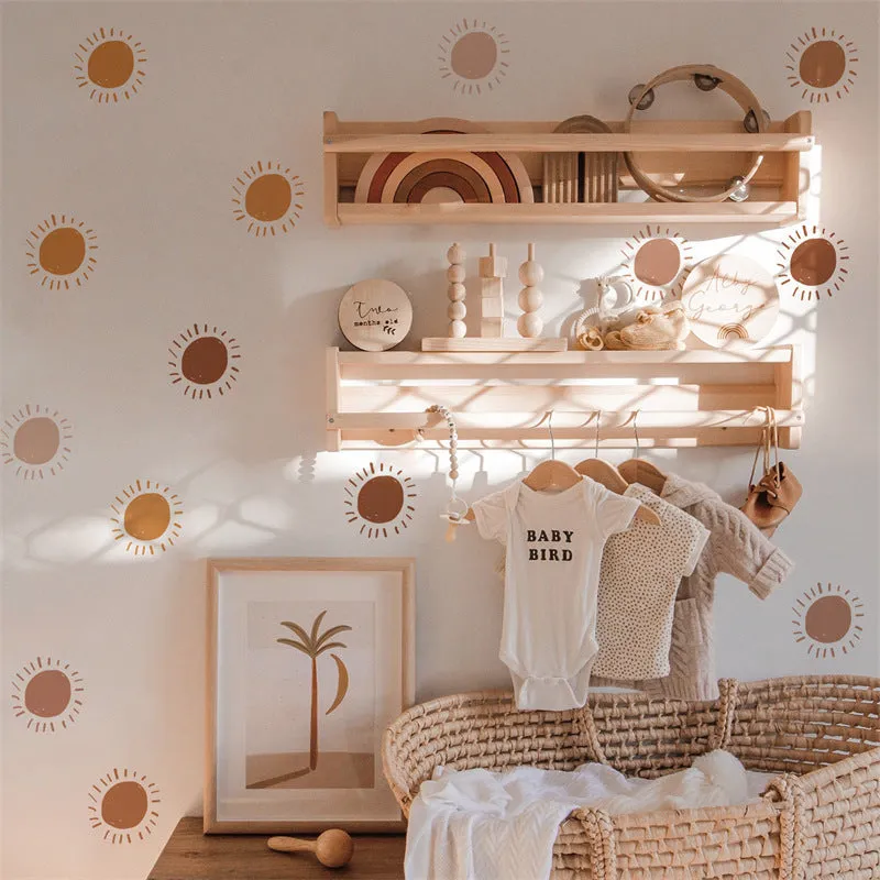 Cartoon sun self-adhesive plastic wall sticker, 29x20cm, three layouts, children's room decoration