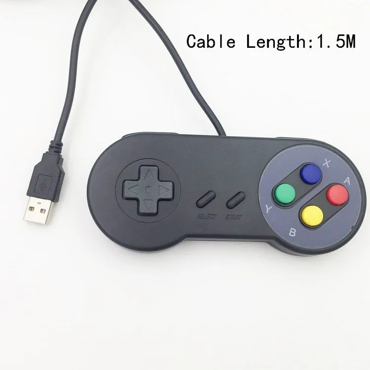 Black PC USB game controller with 1.5m cable and ABS construction