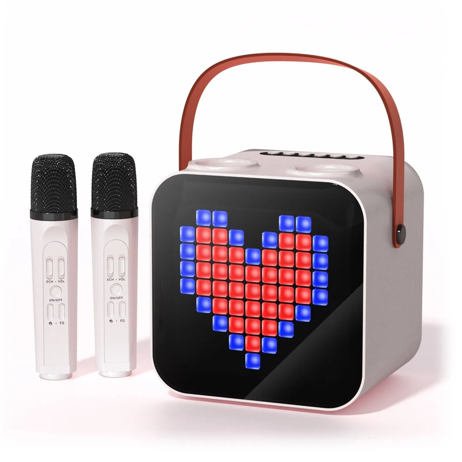 Portable Bluetooth speaker with dual wireless microphones RGB light black 15W