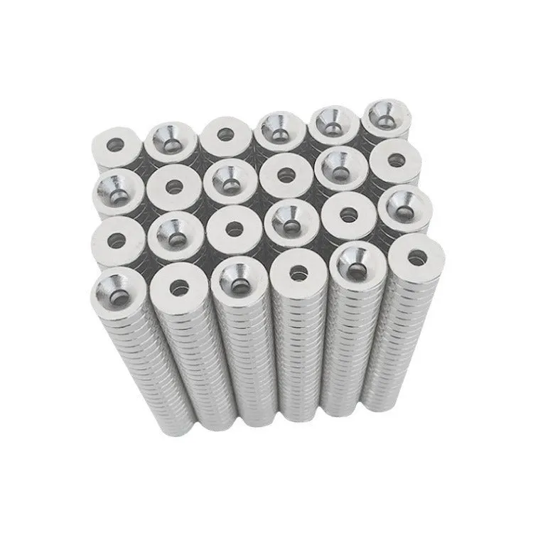 Circular sinking hole neodymium iron boron magnet 15mm diameter with central mounting hole