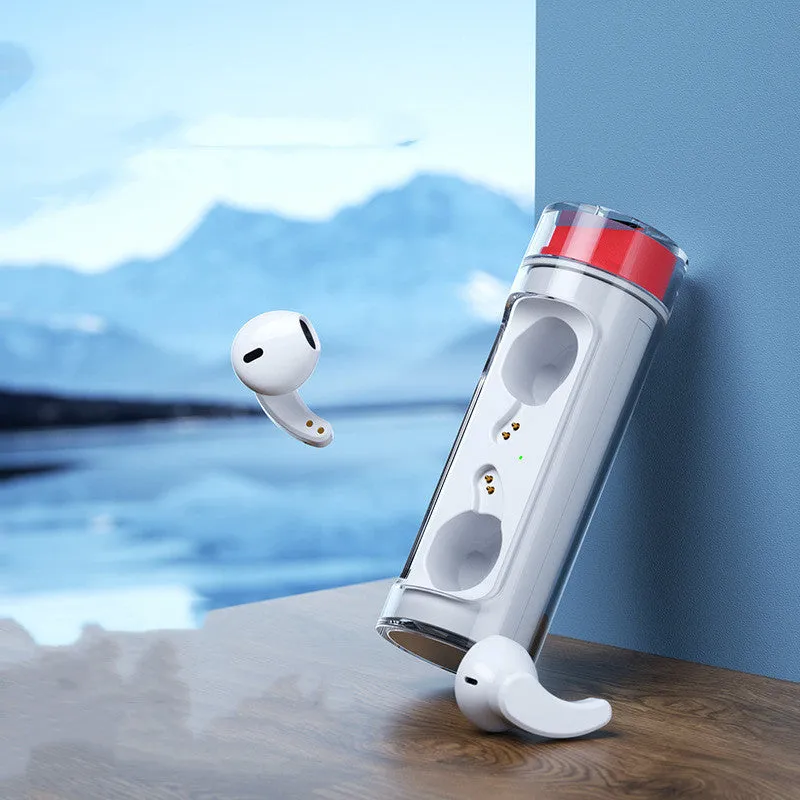 Bluetooth TWS wireless earbuds with digital display and charging compartment in black