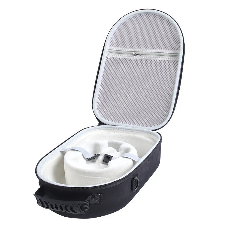 Black EVA nylon storage bag for Meta Quest Pro with zipper and carrying strap