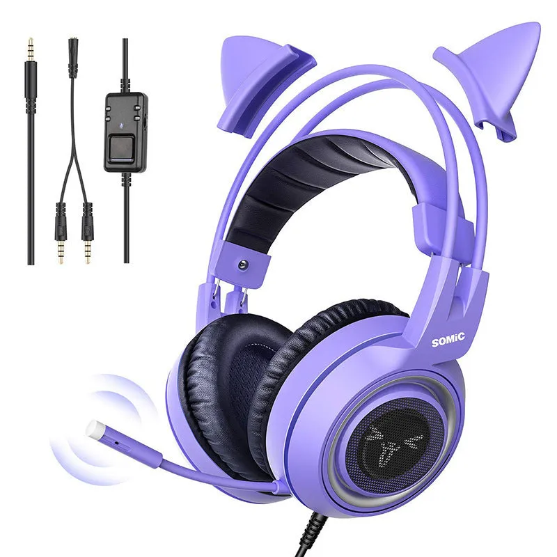 Wired gaming headset with 40mm driver, 3.5mm plug, head-mounted design, in black colour