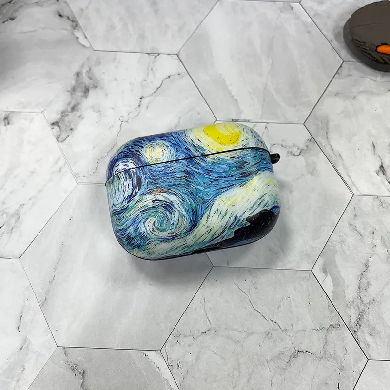 Van Gogh Starry Sky soft silicone plastic AirPods case for multiple generations with retro art print