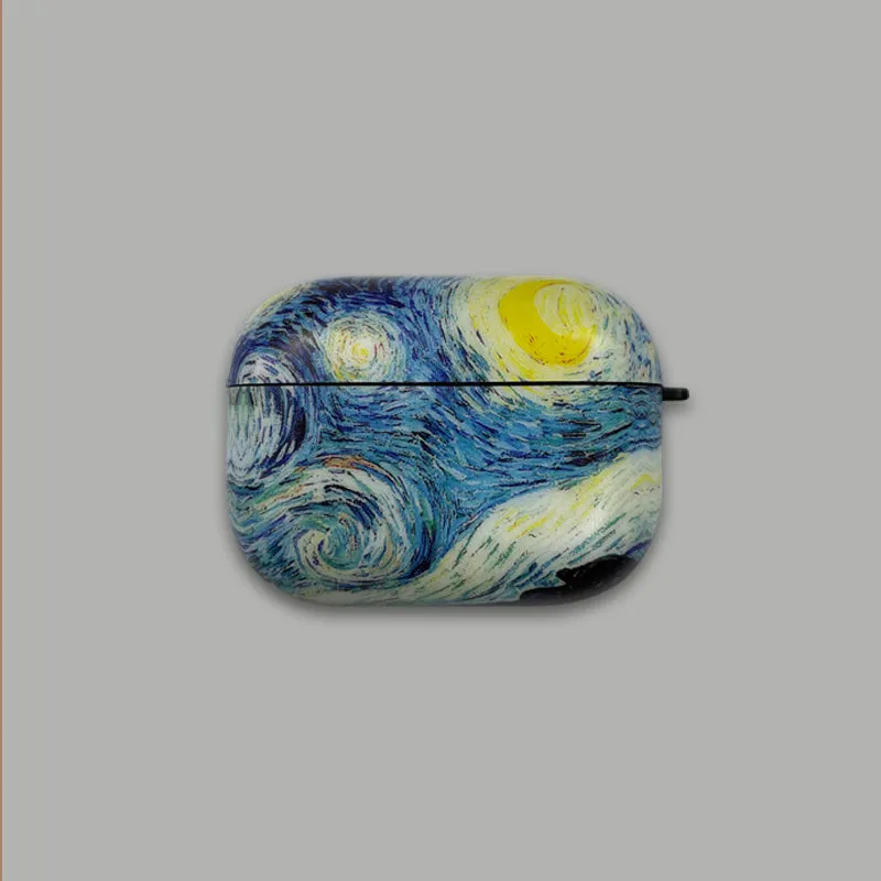 Van Gogh Starry Sky soft silicone plastic AirPods case for multiple generations with retro art print