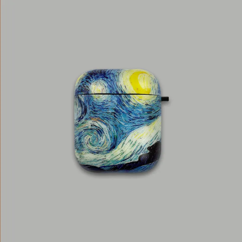 Van Gogh Starry Sky soft silicone plastic AirPods case for multiple generations with retro art print