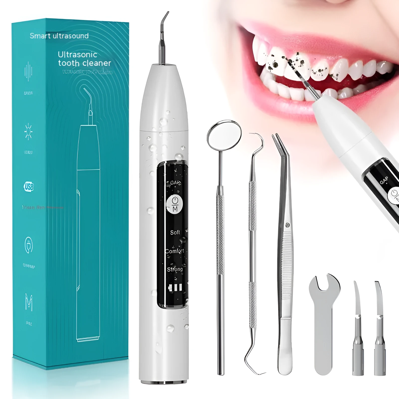 Household ultrasonic dental cleaner with camera 30KHZ black model